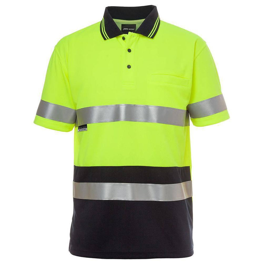 Taped Hi Vis Short Sleeve Traditional Polo Polos JB's Wear Lime/Navy S