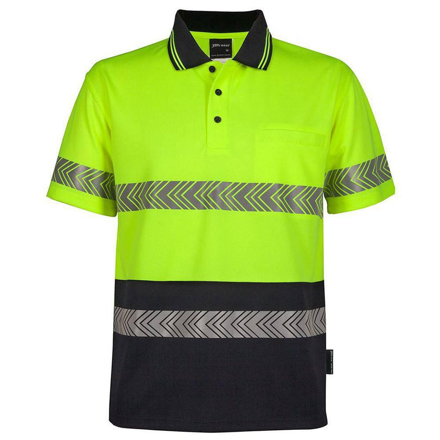 Hi Vis Hi Vis Segmented Tape Polo Polos JB's Wear Lime/Navy XS