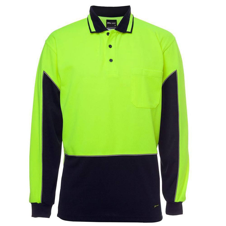Hi Vis L/S Gap Polo Polos JB's Wear Lime/Navy XS