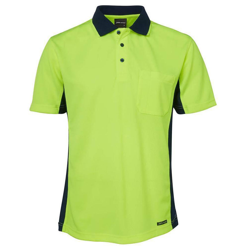 Hi Vis Short Sleeve Sport Polo Polos JB's Wear Lime/Navy XS