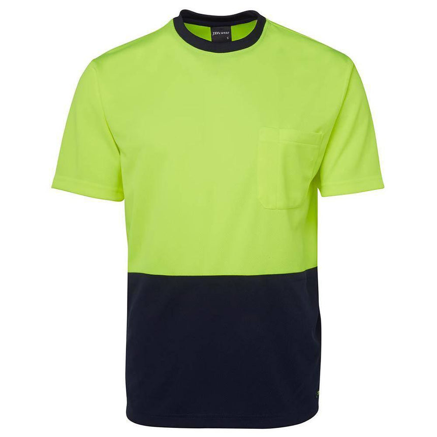 Hi Vis Traditional T Shirt T Shirts JB's Wear Lime/Navy XS