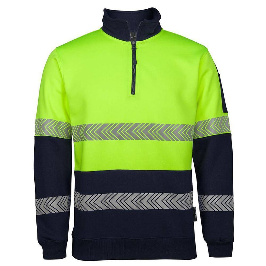 Hi Vis ½ Zip Segmented Tape Fleece Sweaters JB's Wear Lime/Navy XS