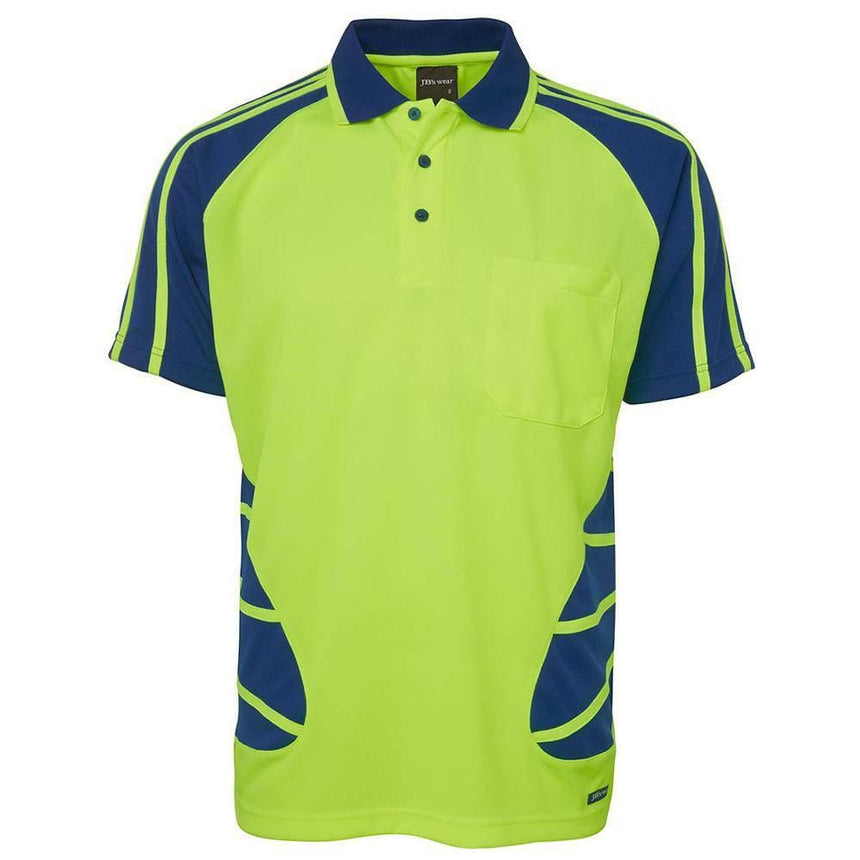 Hi Vis Short Sleeve Spider Polo Polos JB's Wear Lime/Royal 2XS