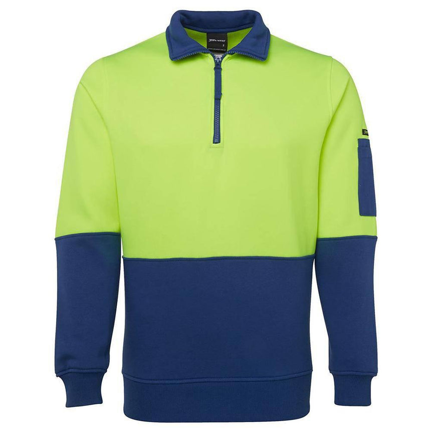 Hi Vis 1/2 Zip Fleecy Sweat Sweaters JB's Wear Lime/Royal S