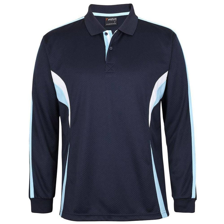 Podium Long Sleeve Cool Polo Polos JB's Wear Navy/Lt Blue/White 2XS