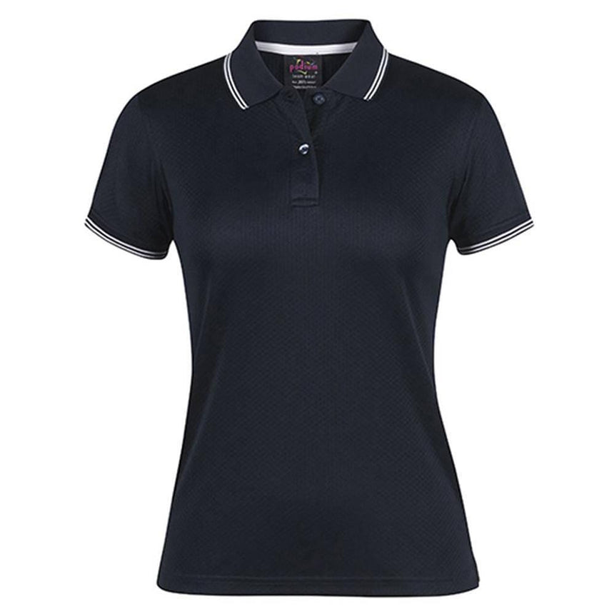 Ladies Jacquard Contrast Polo Polos JB's Wear Navy/White 8