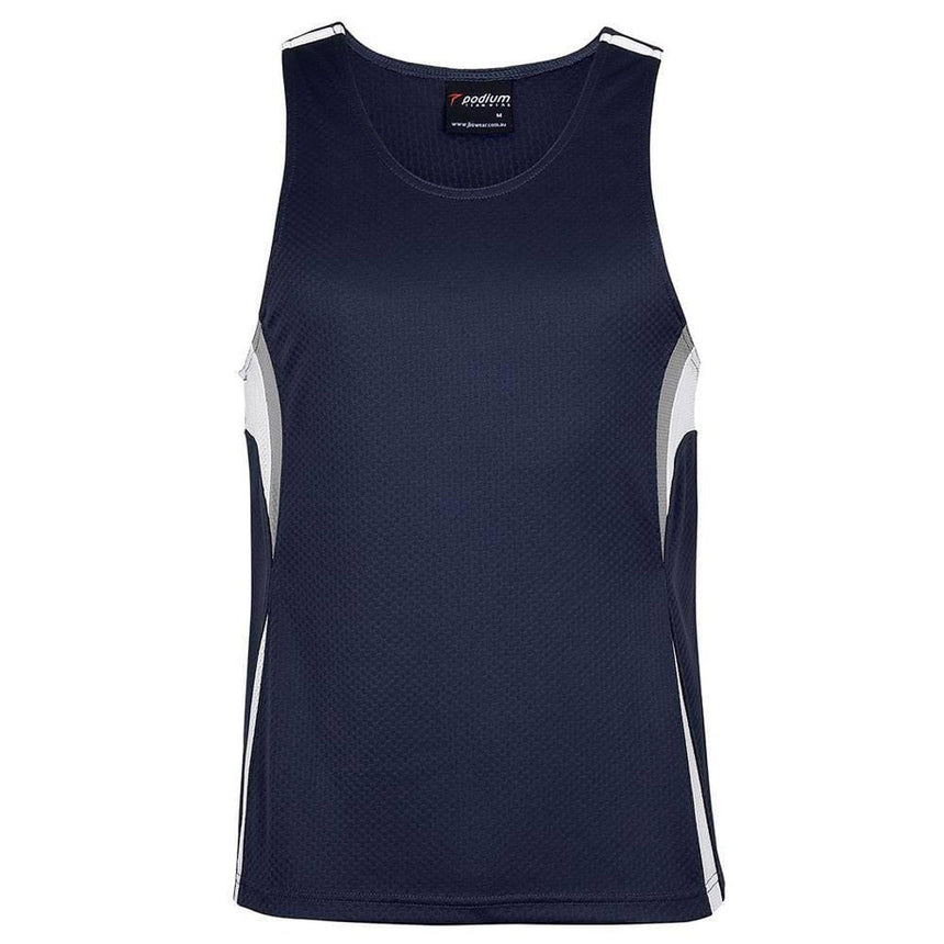 Podium Cool Jacquard Singlet Singlets JB's Wear Navy/White/Grey 2XS