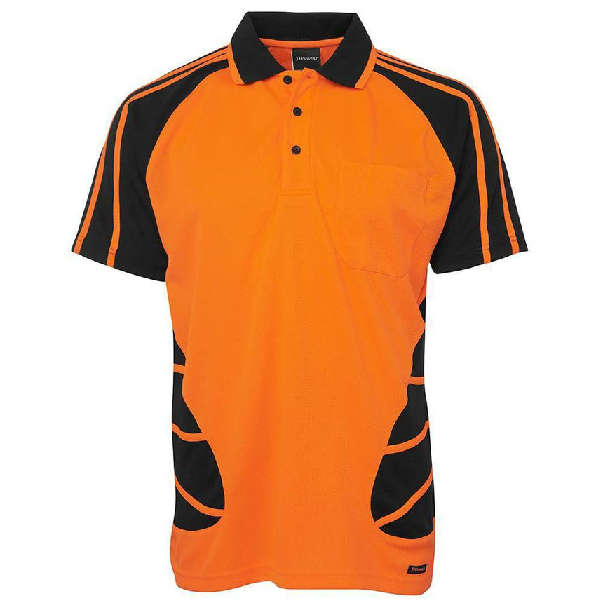 Hi Vis Short Sleeve Spider Polo Polos JB's Wear Orange/Black 2XS