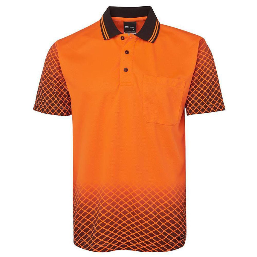 Hi Vis Net Sub Polo Polos JB's Wear Orange/Black XS