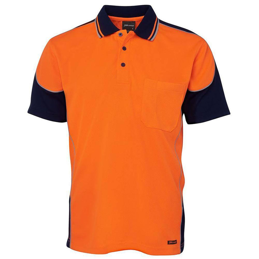 Hi Vis Short Sleeve Polo Polos JB's Wear Orange/Charcoal XS