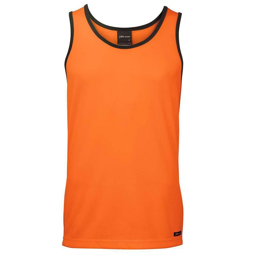 Hi Vis Contrast Singlet Singlets JB's Wear Orange/Navy 2XS