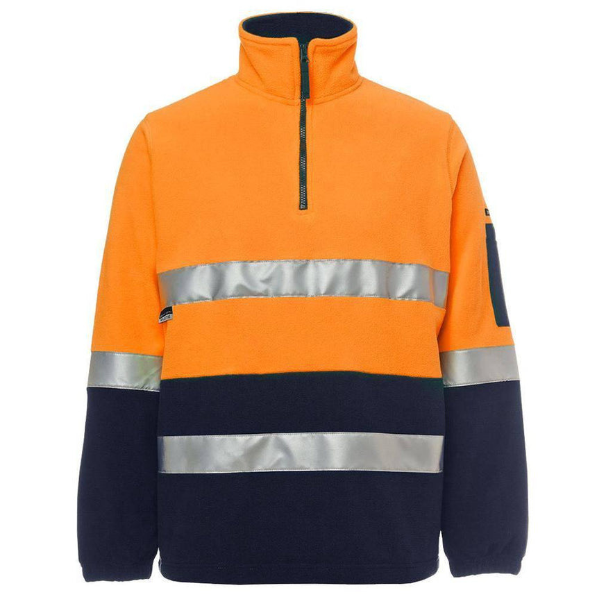 Hi Vis (D+N) 1/2 Zip Polar Fleece Sweaters JB's Wear Orange/Navy 2XS
