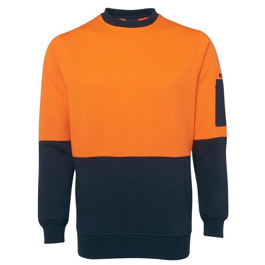 Hi Vis Fleecy Crew Sweaters JB's Wear Orange/Navy 2XS