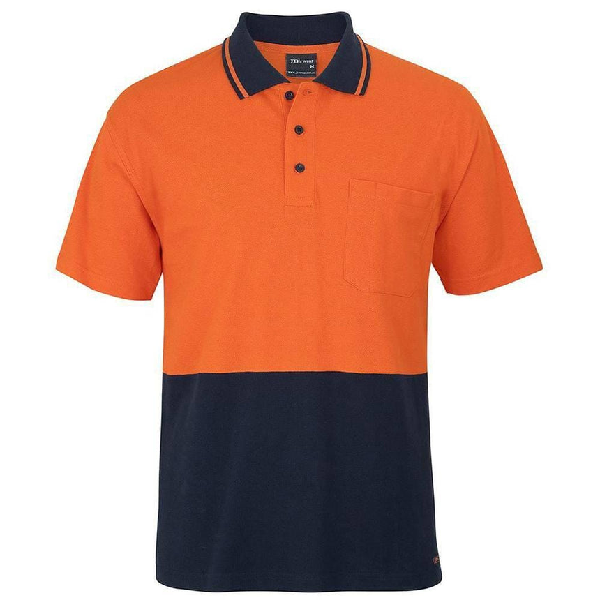 Hi Vis Short Sleeve Cotton Polo Polos JB's Wear Orange/Navy 2XS
