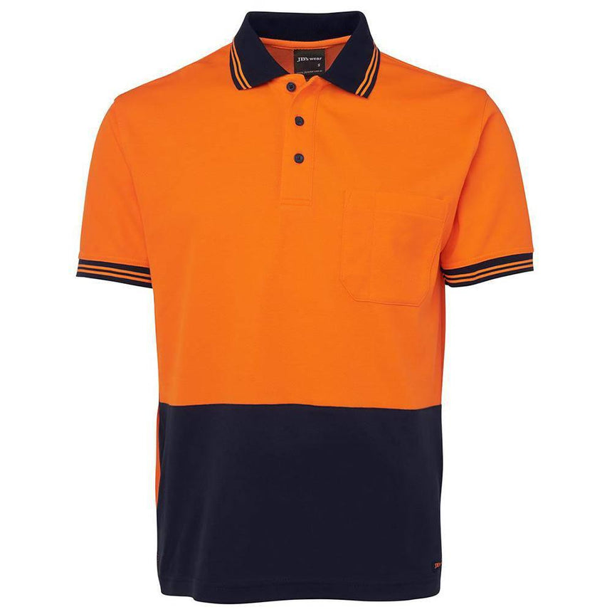Hi Vis Short Sleeve Cotton Polo Polos JB's Wear Orange/Navy 2XS