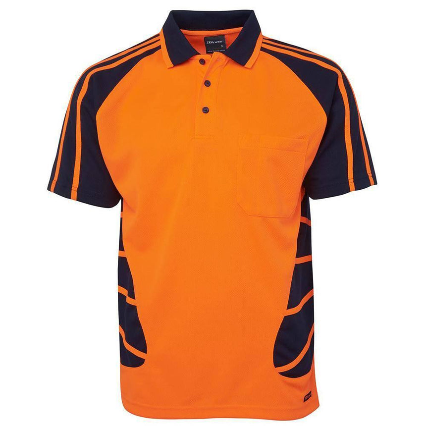 Hi Vis Short Sleeve Spider Polo Polos JB's Wear Orange/Navy 2XS