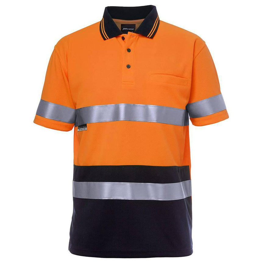 Taped Hi Vis Short Sleeve Traditional Polo Polos JB's Wear Orange/Navy S