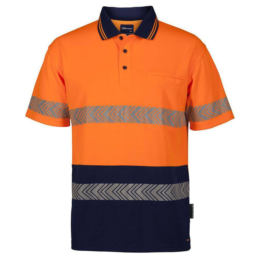 Hi Vis Hi Vis Segmented Tape Polo Polos JB's Wear Orange/Navy XS