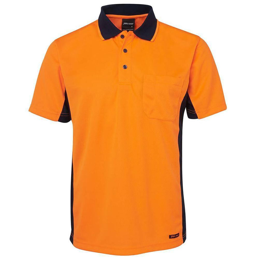 Hi Vis Short Sleeve Sport Polo Polos JB's Wear Orange/Navy XS
