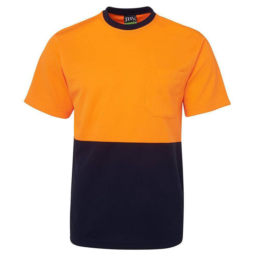 Hi Vis Traditional T Shirt T Shirts JB's Wear Orange/Navy XS