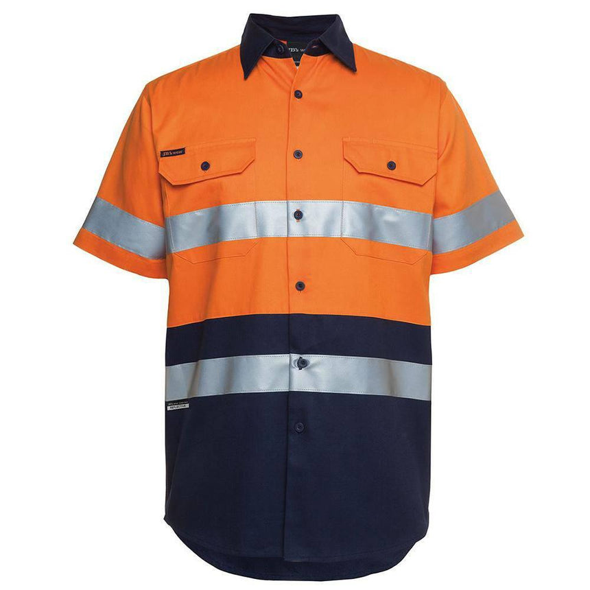 Taped Hi Vis Short Sleeve Shirt Shirts JB's Wear Orange/Navy XS
