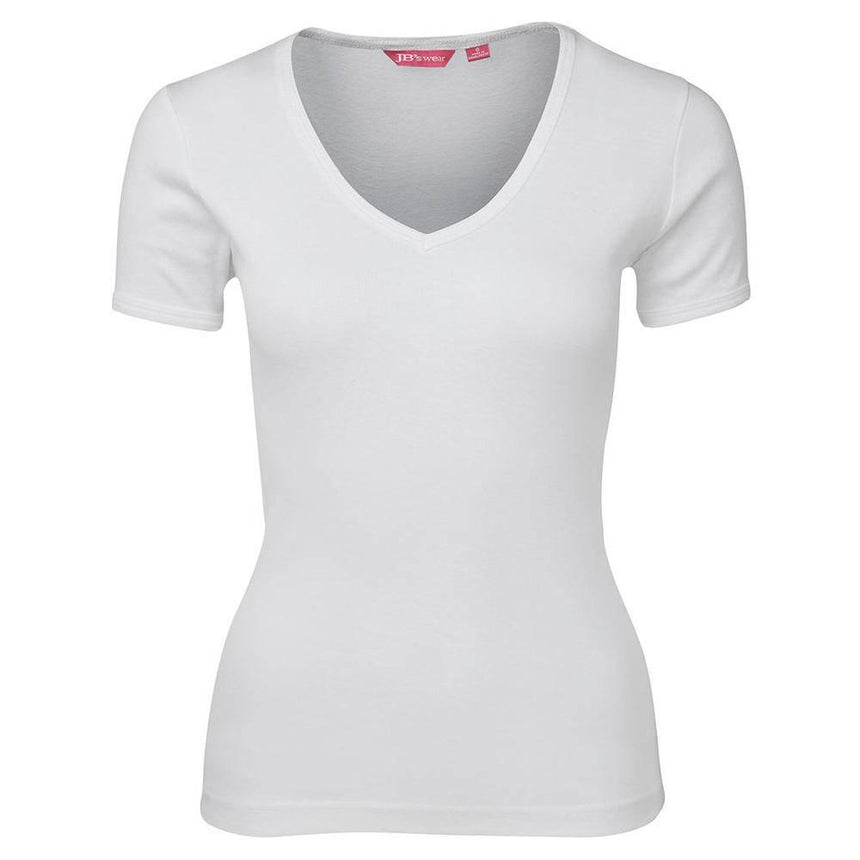 Ladies V Neck T Shirt T Shirts JB's Wear White 8