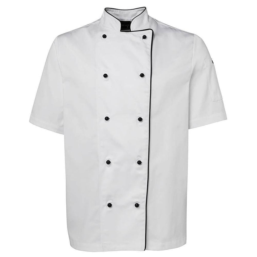 Short Sleeve Unisex Chefs Jacket Chef Jackets JB's Wear White/Black Piping 2XS
