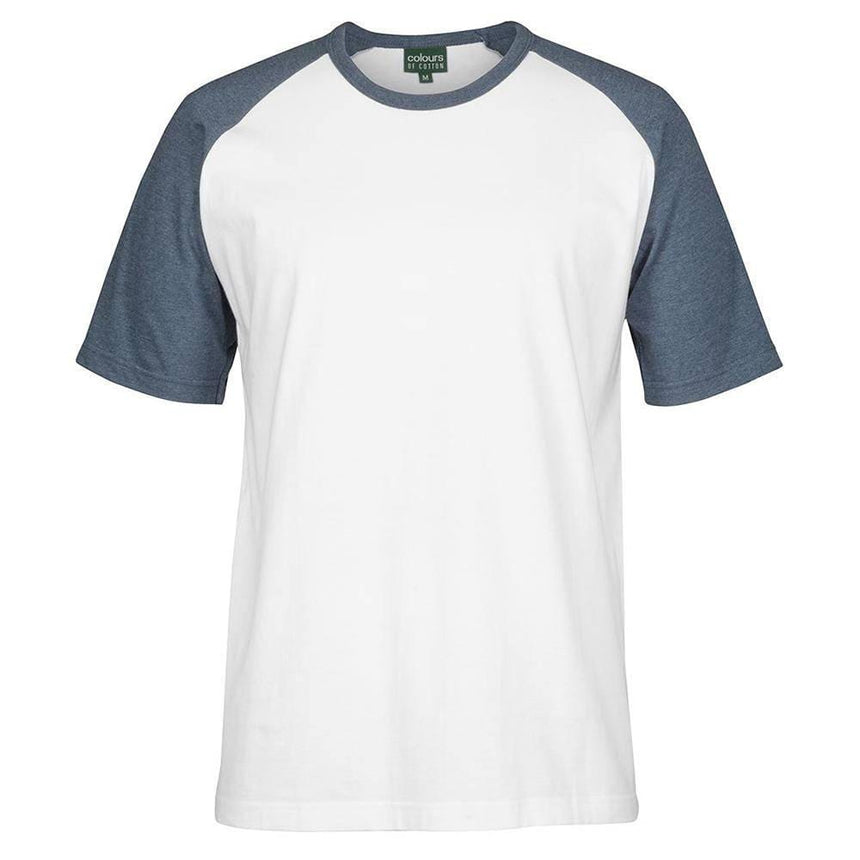 C of C Two Tone Tee T Shirts JB's Wear White/Denim Marle 2XS