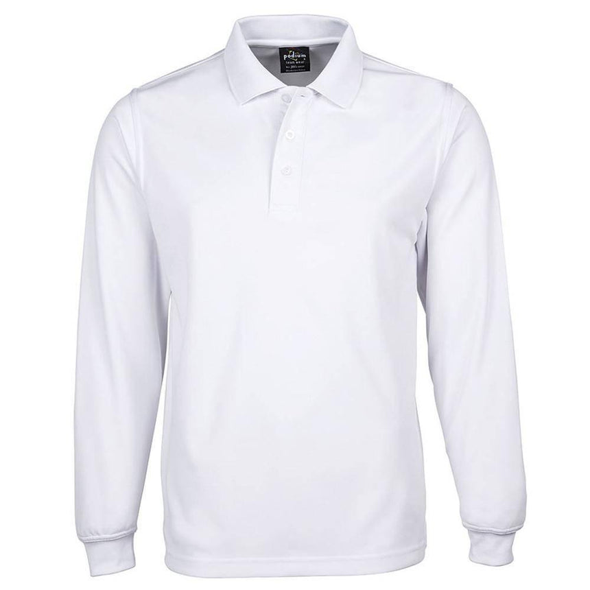 Long Sleeve Poly Polo Polos JB's Wear White S