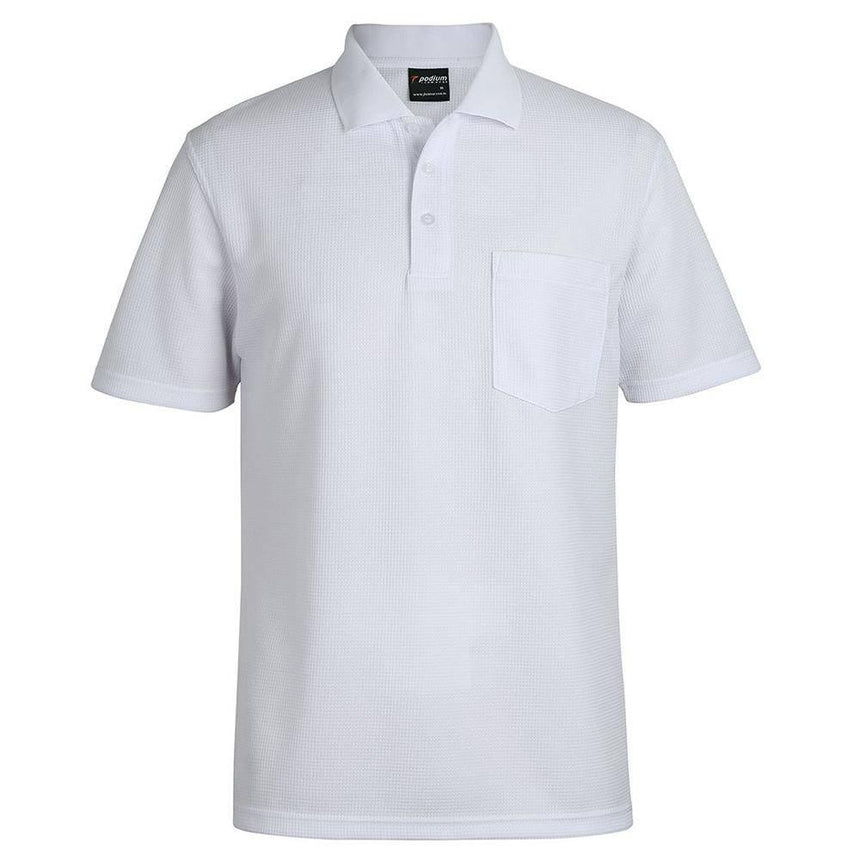 Podium Waffle Pocket Polo Polos JB's Wear White S