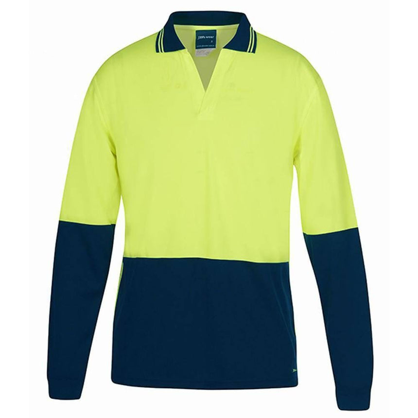 Hi Vis Long Sleeve Non Button Polo Polos JB's Wear XS