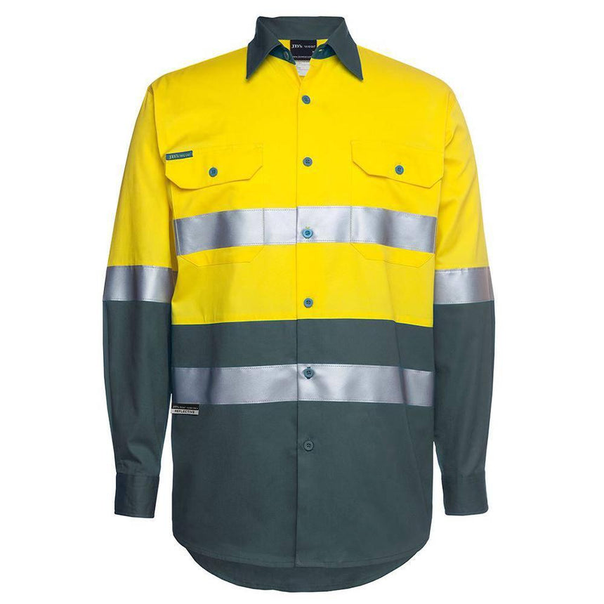 Hi Vis Long Sleeve Yellow Taped Shirt Shirts JB's Wear Yellow/Green XS