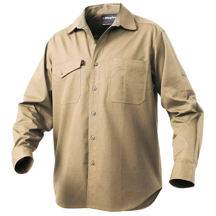 Workcool Long Sleeve 2 Shirt Shirts KingGee 2XS Khaki