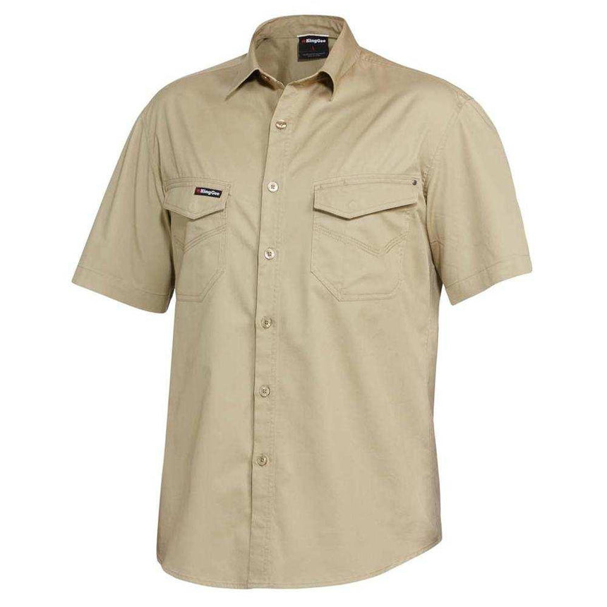 Tradies Shirt Short Sleeve Shirts KingGee Khaki S