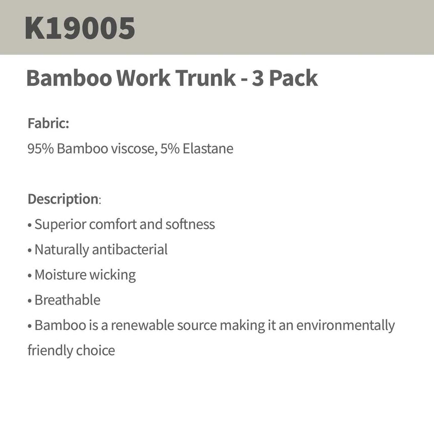 King Gee Bamboo Work Trunk - 3 Pack,K19005 Underwears KingGee