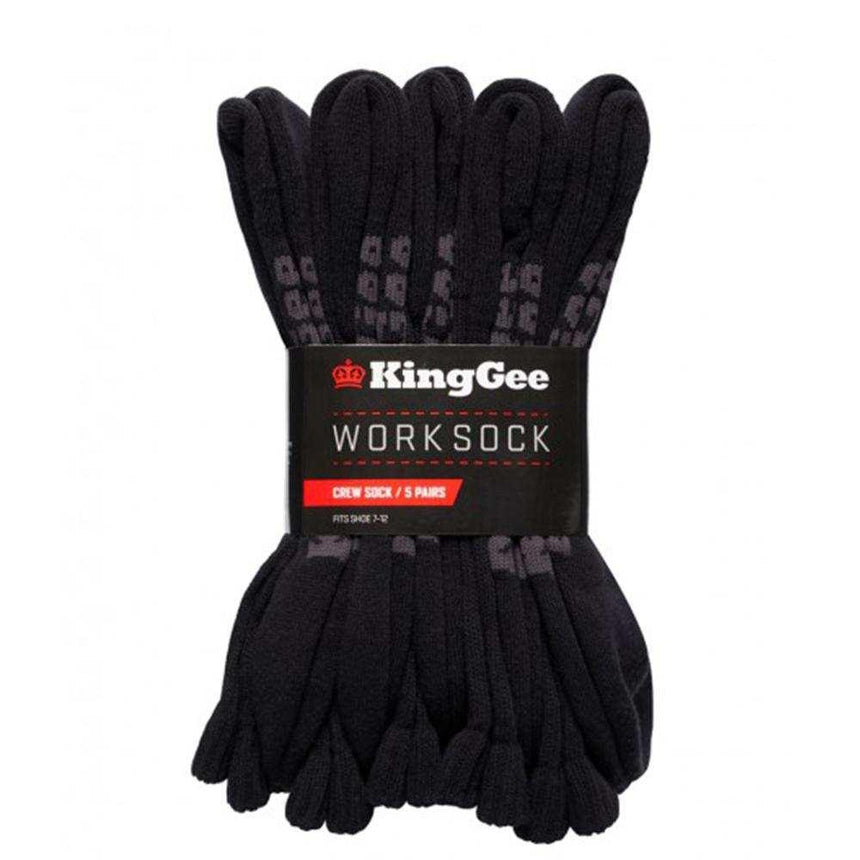 King Gee Men's Crew Cotton Work Sock - 5 Pack,K09035 Socks KingGee