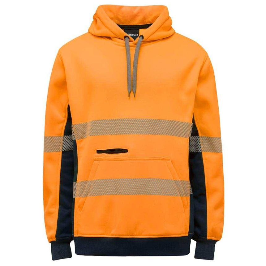 Hi Vis Refelctive Pull Over Hoodie Hoodies KingGee XS Orange/Navy