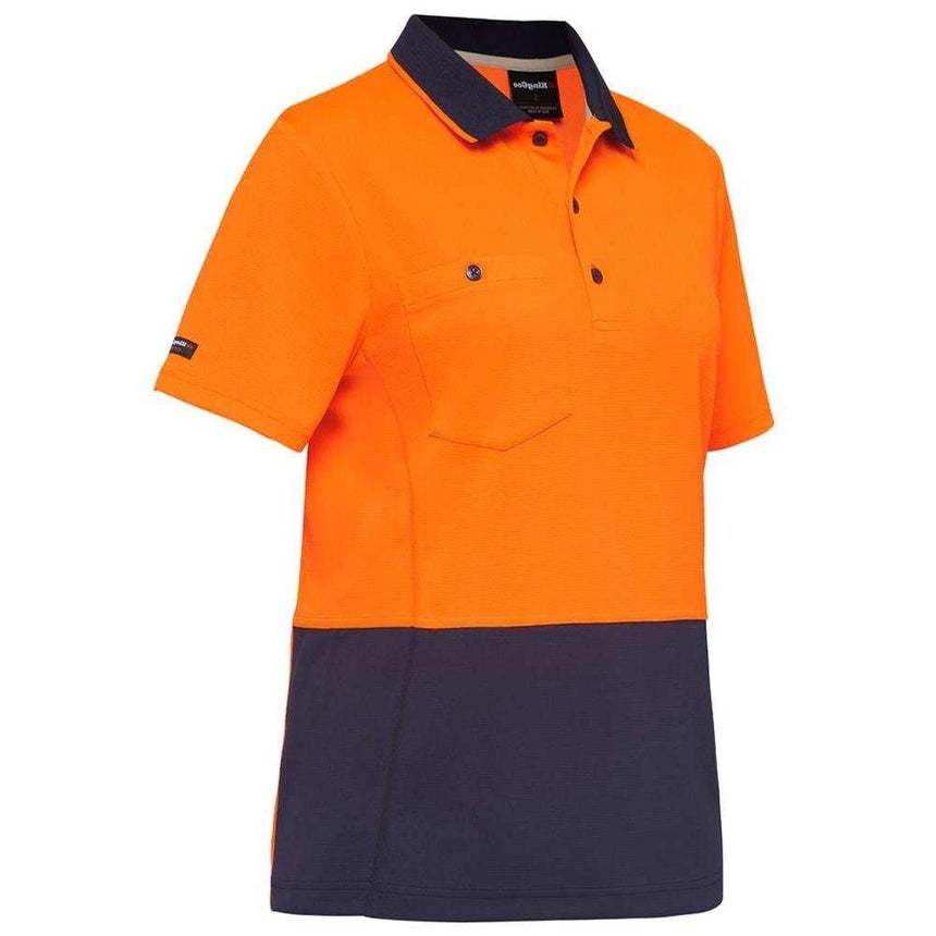 Workcool Womens Hyperfreeze Spliced Polo Polos KingGee XS Orange/Navy