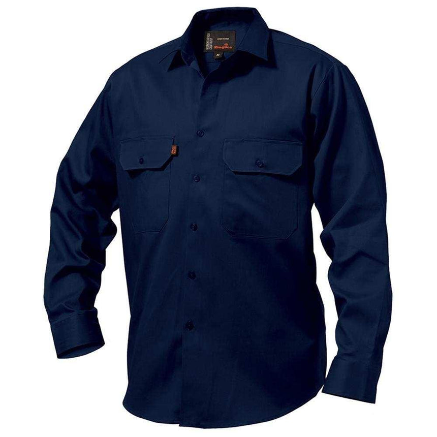Open Front Drill Shirt Long Sleeve Shirts KingGee XXS32 Navy