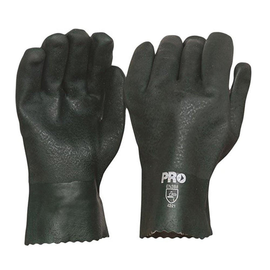 27cm Green Double Dipped PVC Gloves Large Gloves ProChoice