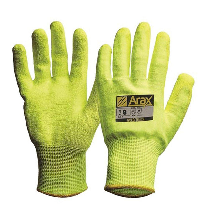 Arax® Gold Hi-Vis Yellow With Hi-Vis Yellow PU Palm Gloves ProChoice