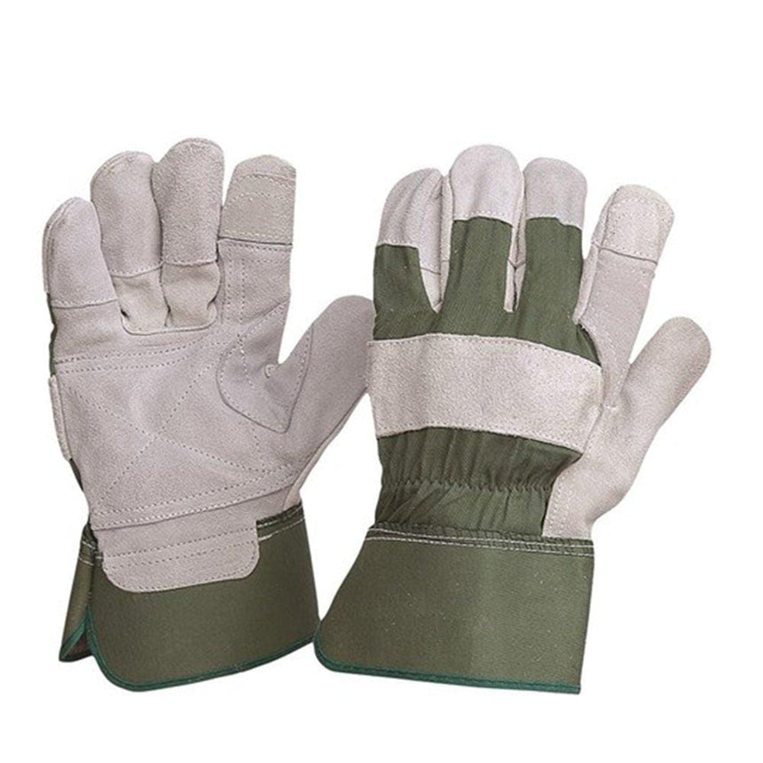 Green Cotton / Leather Gloves Large - 12 Pairs Gloves ProChoice