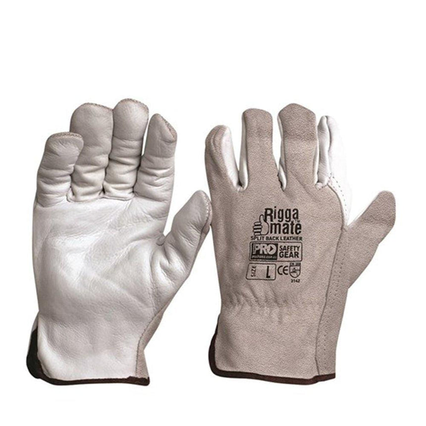 Riggamate Natural Cowgrain Palm / Split Back Gloves - 12 Pairs Gloves ProChoice