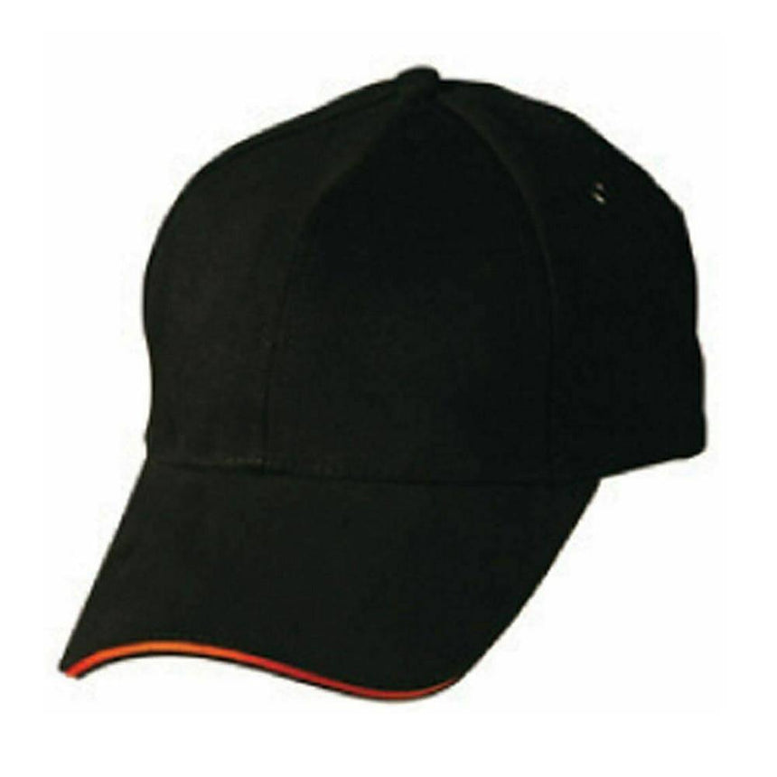 CH18 Sandwich Peak Cap Hats Winning Spirit Black.Orange