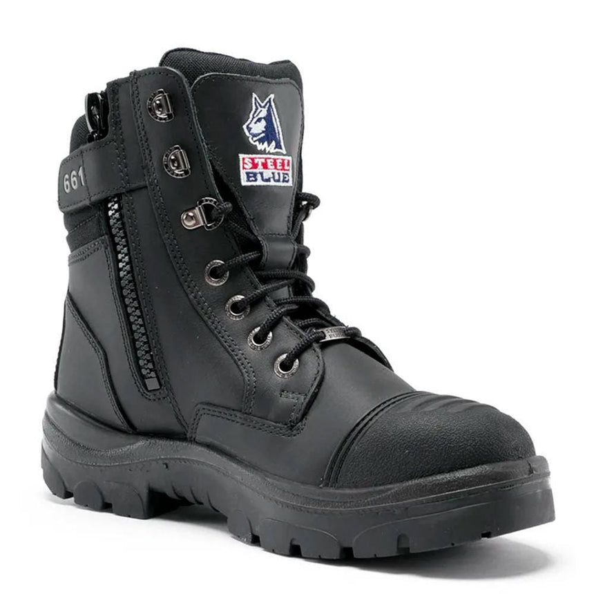 Black Southern Cross Zip® Work Boots 312661 Zip Up Boots Steel Blue