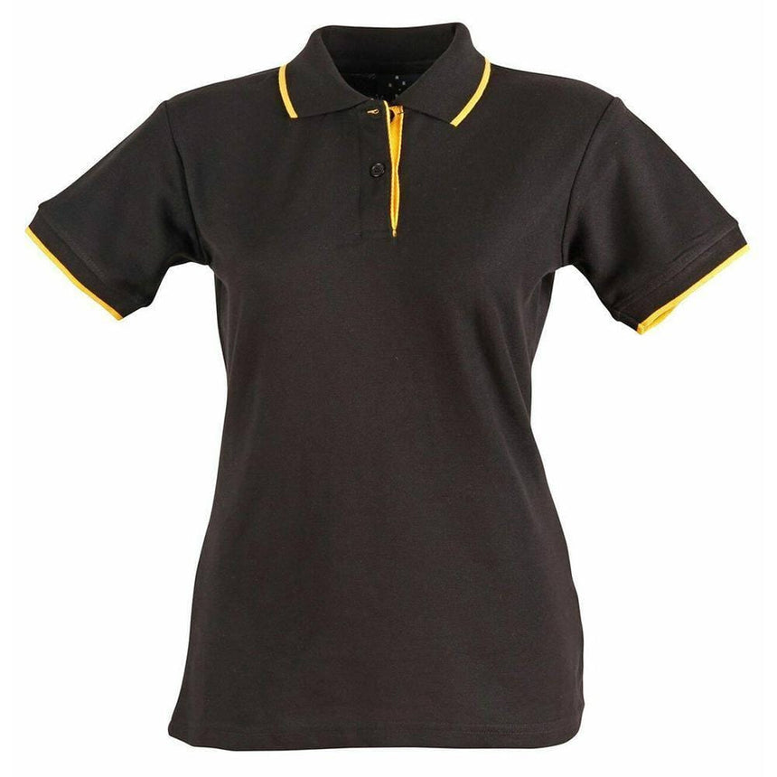 PS48A Liberty Polo Ladies Polos Winning Spirit 6 Black.Gold