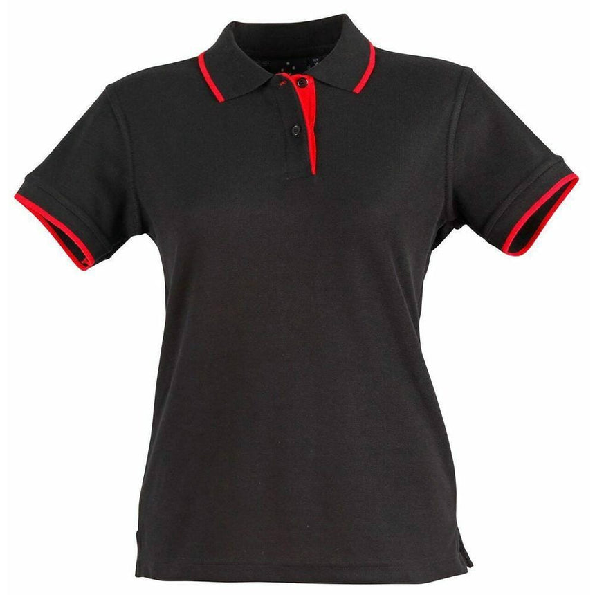 PS48A Liberty Polo Ladies Polos Winning Spirit 6 Black.Red