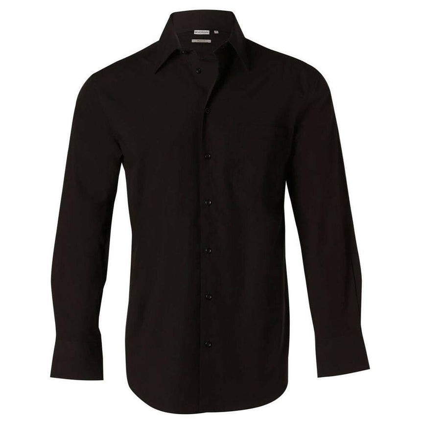 M7020L Men's Stretch Long Sleeve Shirt Shirts Winning Spirit Black 38