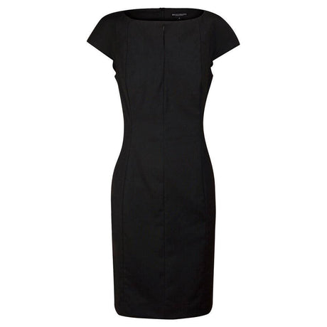Ladies’ Wool Blend Stretch Cap Sleeve Dress Dresses Winning Spirit Black 6 