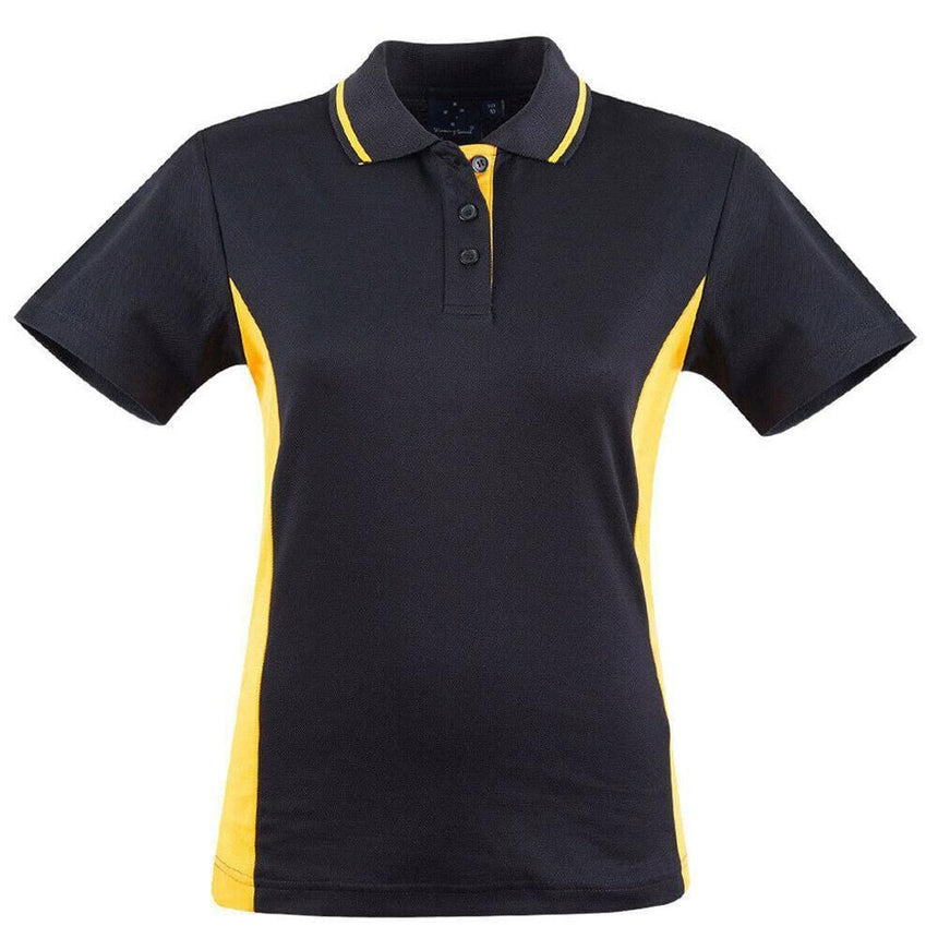 PS74 Teammate Polo Ladies Polos Winning Spirit Black.Gold 8